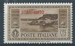 1932 EGEO SCARPANTO GARIBALDI 1,75 LIRE MH * - RR4489 - Aegean (Scarpanto)