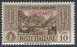 1932 EGEO SCARPANTO GARIBALDI 10 CENT MH * - RR12416 - Aegean (Scarpanto)