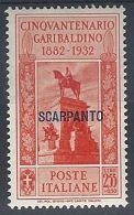 1932 EGEO SCARPANTO GARIBALDI 2,55 LIRE MH * - RR12417 - Egeo (Scarpanto)