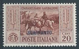 1932 EGEO SCARPANTO GARIBALDI 20 CENT MH * - RR4489 - Ägäis (Scarpanto)