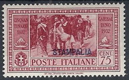 1932 EGEO STAMPALIA GARIBALDI 75 CENT MH * - RR12415 - Ägäis (Stampalia)