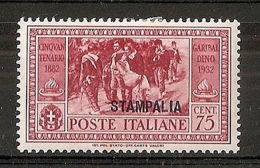 1932 EGEO STAMPALIA GARIBALDI 75 CENT MH * - RR7408 - Aegean (Stampalia)