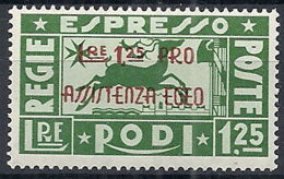 1943 OCCUPAZIONE TEDESCA EGEO PRO ASSISTENZA ESPRESSO 1,25 £ MNH ** - RR12398 - Ägäis (Dt. Bes.)