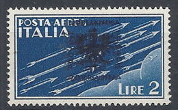 1944 OCCUPAZIONE TEDESCA LUBIANA POSTA AEREA 2 LIRE VARIETà MNH ** - RR12219 - Occ. Allemande: Lubiana