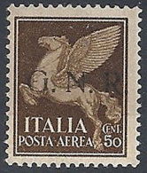 1944 RSI GNR BRESCIA POSTA AEREA 50 CENT MH * - RR13160 - Posta Aerea