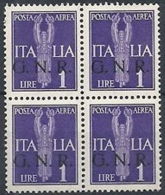 1944 RSI GNR VERONA POSTA AEREA 1 LIRA QUARTINA MNH ** - RSI166-3 - Luchtpost