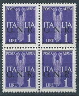 1944 RSI GNR VERONA POSTA AEREA 1 LIRA QUARTINA MNH ** - RSI261 - Poste Aérienne