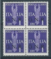 1944 RSI GNR VERONA POSTA AEREA 1 LIRA QUARTINA MNH ** - RSI262 - Airmail