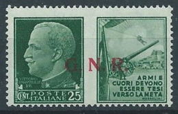 1944 RSI PROPAGANDA DI GUERRA 25 CENT BRESCIA MNH ** - RR13729-3 - War Propaganda