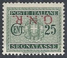 1944 RSI SEGNATASSE BRESCIA 25 CENT MH * VARIETà FIRMA RAYBAUDI - RR12184 - Impuestos