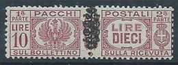 1945 LUOGOTENENZA PACCHI POSTALI 10 LIRE MNH ** - RR13780 - Colis-postaux