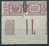 1945 LUOGOTENENZA PACCHI POSTALI 20 LIRE LUSSO MNH ** - RR13768 - Postpaketten