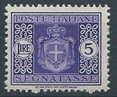 1945 LUOGOTENENZA SEGNATASSE 5 LIRE FILIGRANA RUOTA MNH ** - RR13769-2 - Taxe