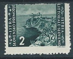 1946 OCCUPAZIONE JUGOSLAVA ISTRIA SLOVENO 2 LIRE VARIETà MH * - RR11900 - Occup. Iugoslava: Istria