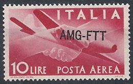 1949-52 TRIESTE A POSTA AEREA 10 LIRE VARIETà  MNH ** - RR12174 - Poste Aérienne
