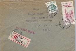 1966 , POLONIA , SOBRE CERTIFICADO , GDYNIA - LEIPZIG - Lettres & Documents