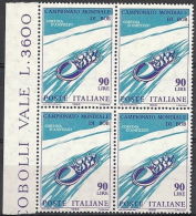 1966 ITALIA VARIETà QUARTINA BOB 60 LIRE SPOSTAMENTO A DESTRA COLORE BLU MNH ** - Varietà E Curiosità