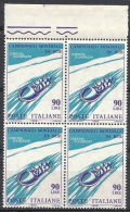 1966 ITALIA VARIETà QUARTINA BOB 60 LIRE SPOSTAMENTO COLORE BLU MNH ** - 2 - Varietà E Curiosità