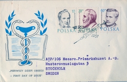 1957 , POLONIA , SOBRE CONMEMORATIVO , MEDICINA - FARMACIA - Brieven En Documenten