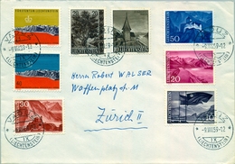 1959 , LIECHTENSTEIN , VADUZ -ZÜRICH , SOBRE CIRCULADO , FRANQUEO MÚLTIPLE - Lettres & Documents