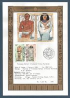 Egypt - 1989 - Special Limited Edition - Design On Papyrus - ( Stamp Day - Statue Of Queen Nefert ) - First Day Issue - Lettres & Documents