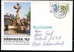 Bund PU117 C2/066 FREUNDSCHAFTSBRUNNEN SINDELFINGEN Gebraucht 1990 - Enveloppes Privées - Oblitérées