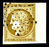 O N°1, 10c Bistre-jaune Obl étoile, Bord De Feuille. SUP (certificat)  Qualité: O - 1849-1850 Cérès