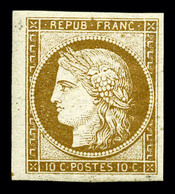 ** N°1a, 10c Bistre-brun, Bord De Feuille Latéral, Fraîcheur Postale. SUPERBE. R. (certificats)  Qualité: ** - 1849-1850 Ceres