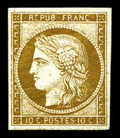 ** N°1a, 10c Bistre-brun, Quatre Marges Equilibrées, Fraîcheur Postale. SUPERBE. R. (certificats)  Qualité: ** - 1849-1850 Ceres