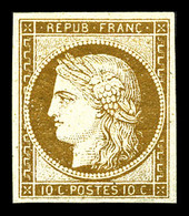 * N°1a, 10c Bistre-brun, Quasi **, Fraîcheur Postale. SUPERBE. R. (certificat)  Qualité: *  Cote: 3250 Euros - 1849-1850 Cérès