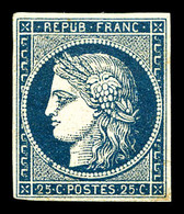 * N°4a, 25c Bleu Foncé, Grande Fraîcheur. SUP. R.R. (signé Calves/Brun/certificat)  Qualité: *  Cote: 9000 Euros - 1849-1850 Ceres