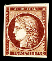 ** N°6B, 1F Carmin-brun Foncé, Fraîcheur Postale, SUPERBE, R.R.R (certificat)  Qualité: ** - 1849-1850 Ceres