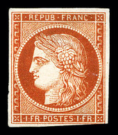 (*) N°7B, 1F Vermillon Terne Foncé, Léger Pelurage, Provenant De La Collection Lafayette (lot N°76), Très Belle Nuance.  - 1849-1850 Ceres