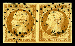 O N°9, 10c Bistre-jaune En Paire Horizontale, TTB (certificat)  Qualité: O  Cote: 1700 Euros - 1852 Louis-Napoléon