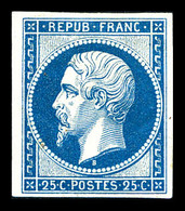 * N°10c, 25c Bleu, Impression De 1862, Frais. TB (certificat)  Qualité: *  Cote: 600 Euros - 1852 Louis-Napoléon