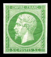 ** N°12, 5c Vert, Quatre Belles Marges, Fraîcheur Postale. SUP (certificat)  Qualité: ** - 1853-1860 Napoléon III.