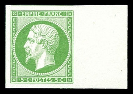 (*) N°12, 5c Vert Bord De Feuille, Grandes Marges Avec 5 Voisins. SUP (signé Calves/certificat)  Qualité: (*) - 1853-1860 Napoléon III.