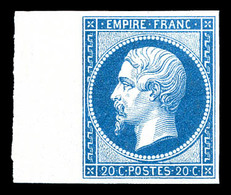 ** N°14B, 20c Type II Bord De Feuille Latéral, Fraîcheur Postale. SUP (certificat)  Qualité: ** - 1853-1860 Napoléon III.