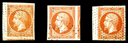 O N°16, 40c Orange: 3 Exemplaires Choisis. TTB  Qualité: O - 1853-1860 Napoléon III