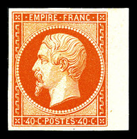 (*) N°16d, 40c Orange Vif, Impression Des Arts Et Métiers (tirage 300ex), Bord De Feuille Latéral. SUP (certificat)  Qua - 1853-1860 Napoleon III