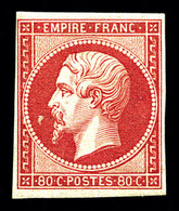 * N°17B, 80c Rose, Variété 'abeille Devant Le Nez', Très Frais. SUP (certificat)  Qualité: *  Cote: 3800 Euros - 1853-1860 Napoléon III.