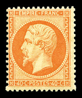 ** N°23, 40c Orange, Fraîcheur Postale. SUPERBE (certificat)  Qualité: ** - 1862 Napoléon III