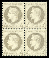 ** N°27B, 4c Gris Type II, Bloc De Quatre. TB (signé/certificat)  Qualité: ** - 1863-1870 Napoleon III Gelauwerd