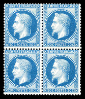 ** N°29A, 20c Bleu Type I En Bloc De Quatre (2ex*), Fraîcheur Postale. SUP (signé Brun/certificats)  Qualité: ** - 1863-1870 Napoleon III Gelauwerd