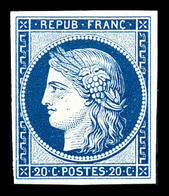 (*) N°37f, 20c Bleu, Reimpression De Granet. TB (signé/certificat)  Qualité: (*)  Cote: 500 Euros - 1870 Belagerung Von Paris