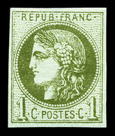 ** N°39B, 1c Olive Rep 2, Fraîcheur Postale. SUP  Qualité: ** - 1870 Bordeaux Printing