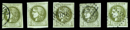 O 1c Bordeaux, 5 Exemplaires Dont Nuances (Rep I, II X2 Et III X2). TB  Qualité: O  Cote: 1065 Euros - 1870 Ausgabe Bordeaux