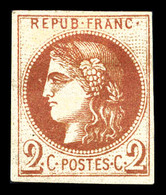 * N°40Af, 2c Chocolat Clair Report 1, Impression Très Fine Dite De Tours, RARE Et SUP (signé Calves/certificat)   Qualit - 1870 Ausgabe Bordeaux