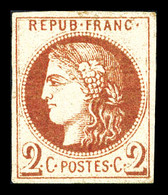 (*) N°40Af, 2c Report 1 Chocolat, Impression Fine De Tours. TB. R. (signé Calves/certificat)  Qualité: (*) - 1870 Ausgabe Bordeaux