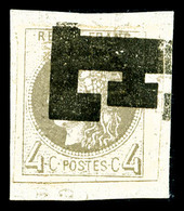 O N°41B, 4c Gris Report 2 Bord De Feuille, Obl Typographique Des Journaux Sur Son Support. SUP (signé Brun/certificat)   - 1870 Ausgabe Bordeaux